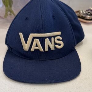 Vans Navy and Cream Logo Flat-Brim Snapback